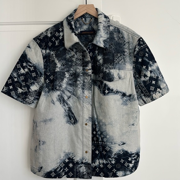 Monogram Bandana Short-Sleeved Denim Shirt
